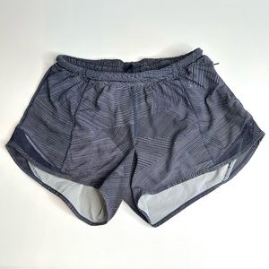 Lululemon Hotty-Hot Short Blue Striped 2.5” Size 4 Tall Zip Pocket Running Yoga